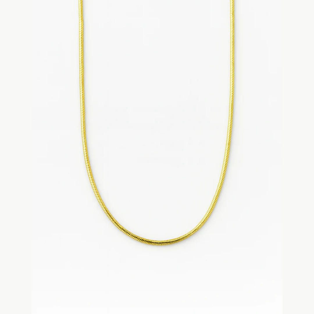 Thin Cobra Snake Chain Necklace 18K Gold