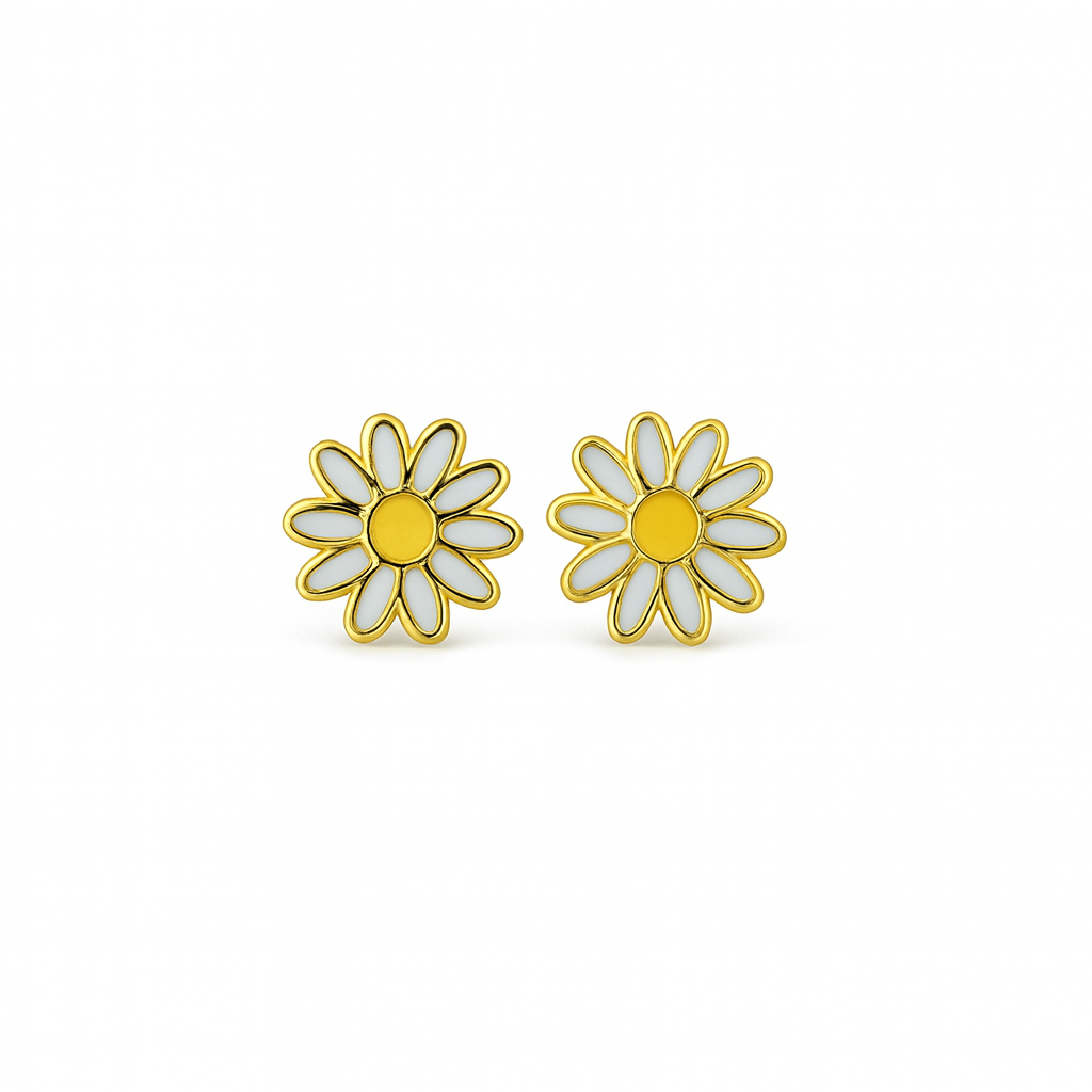 Dandlion Flower Girls Earrings 18K Gold