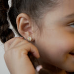 Load image into Gallery viewer, Dandlion Flower Girls Earrings 18K Gold
