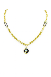 Mediterranean Enamel Necklace 18K Gold