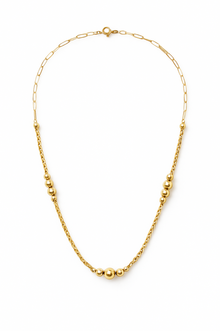 Beaded Chain Necklace 18K Gold