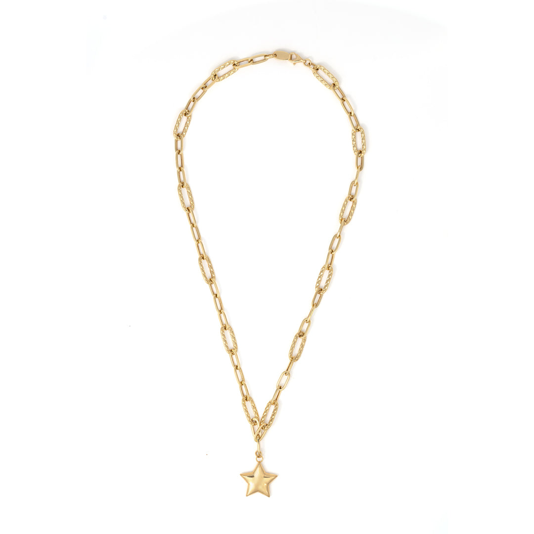 Star Paperclip Necklace 18K Gold