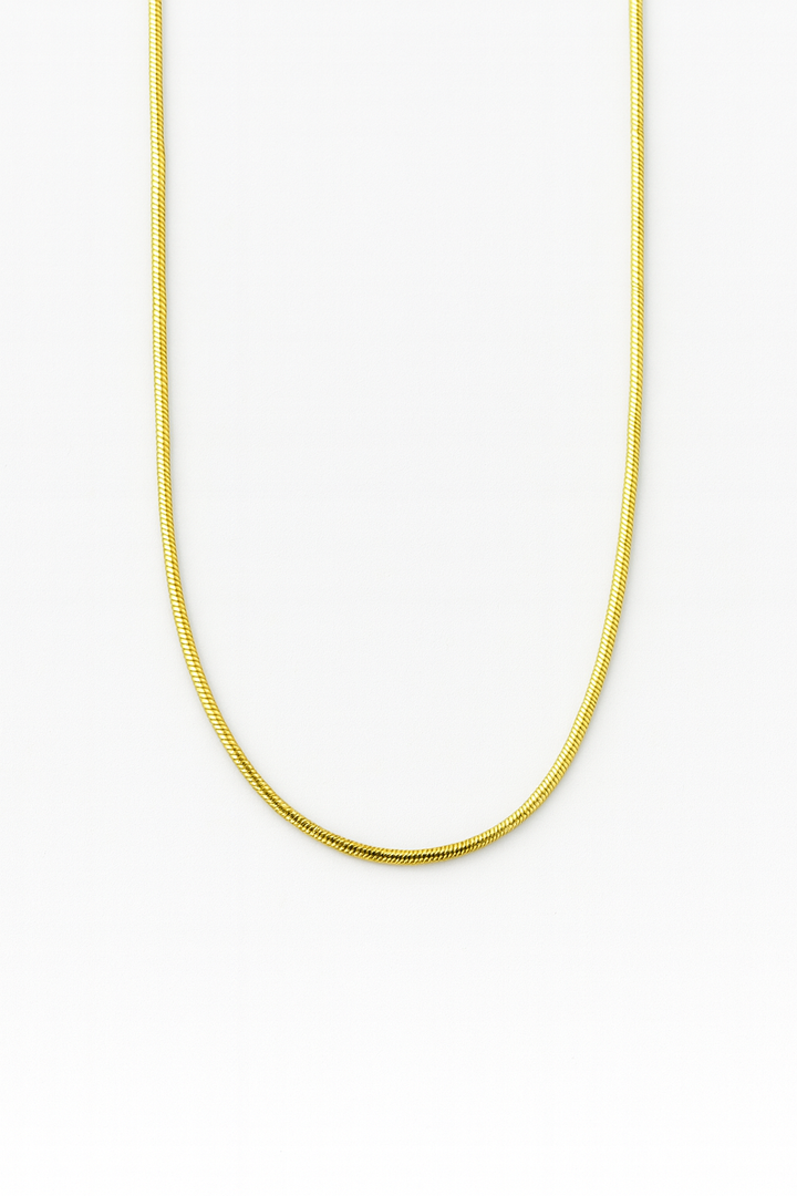 Thin Cobra Snake Chain Necklace 18K Gold
