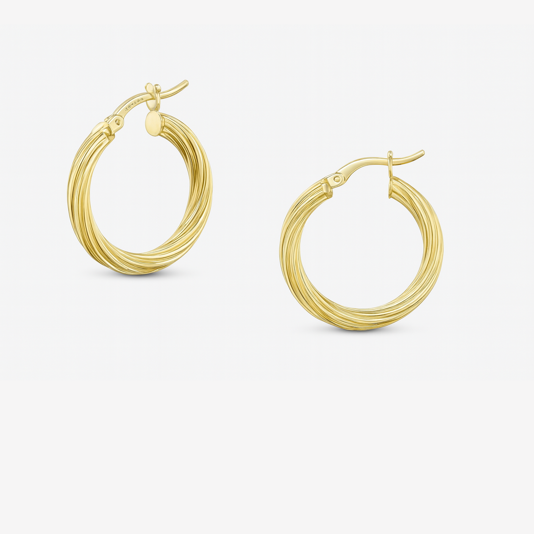 Twisted Hoop Earrings 18K Gold